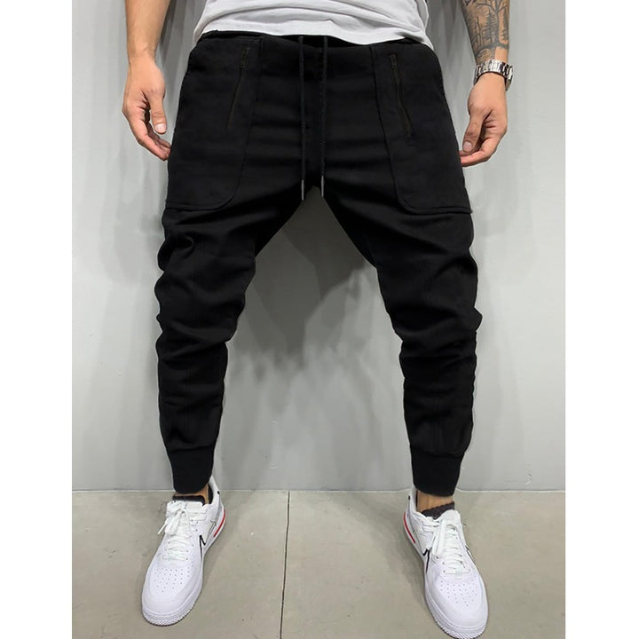 Herren stylische Jogginghose mit seitlichen Zipper-Taschen Aliams