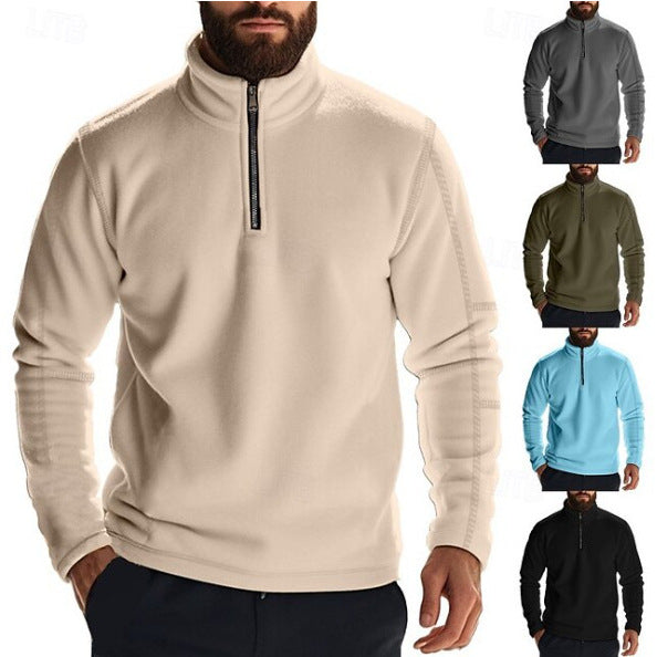 Herren Fleece Pullover mit hohem Kragen und durchgehendem Reißverschluss Aliams