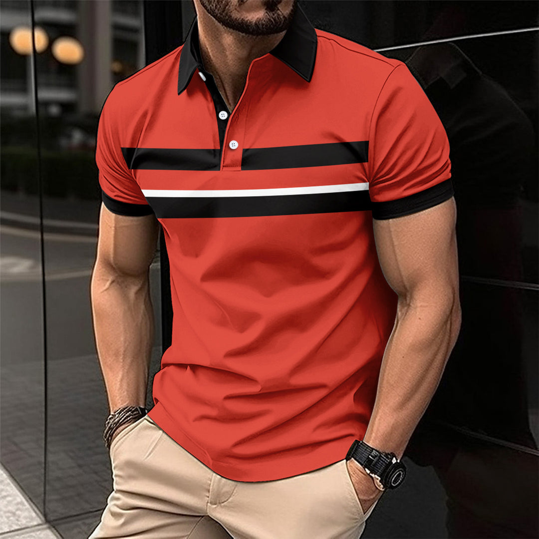 Herren Kurzarm Poloshirt mit modernen Streifen Aliams