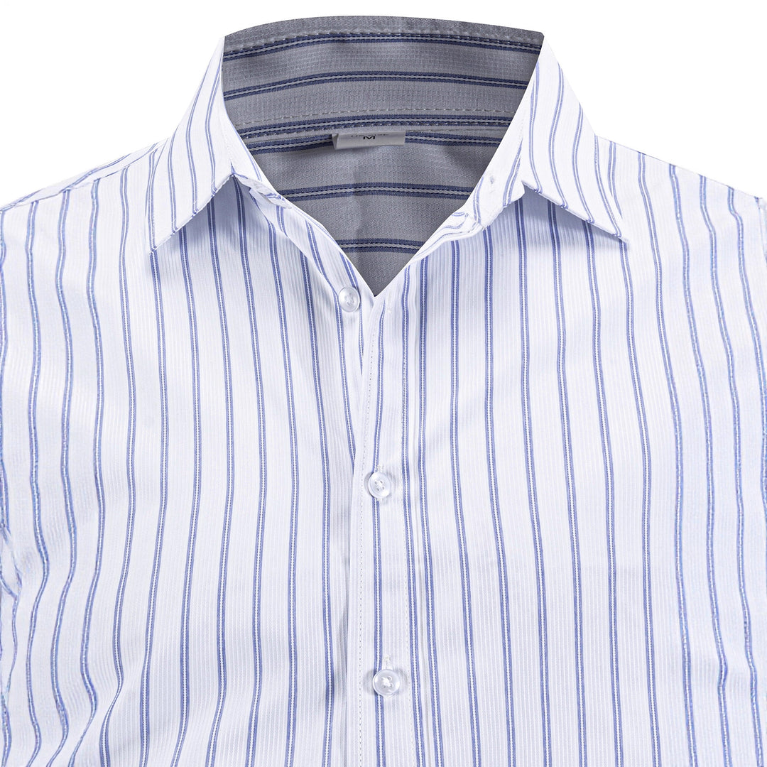 Herren elegantes, fein gestreiftes Businesshemd mit modernen Schnittlinien Aliams