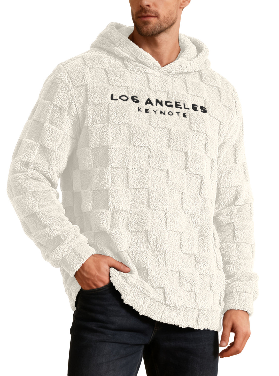 Herren Fleece Kapuzenpullover mit strukturiertem Waffelmuster Aliams