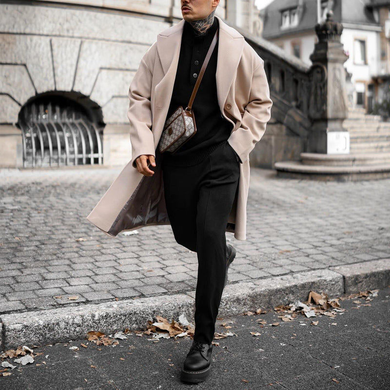 Herren eleganter Übergroßer Wollmantel Aliams