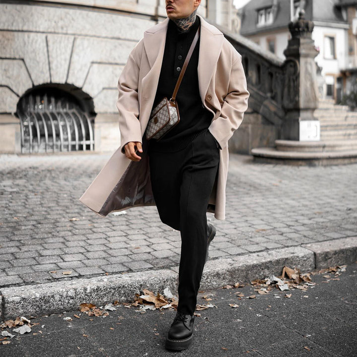 Herren eleganter Übergroßer Wollmantel Aliams