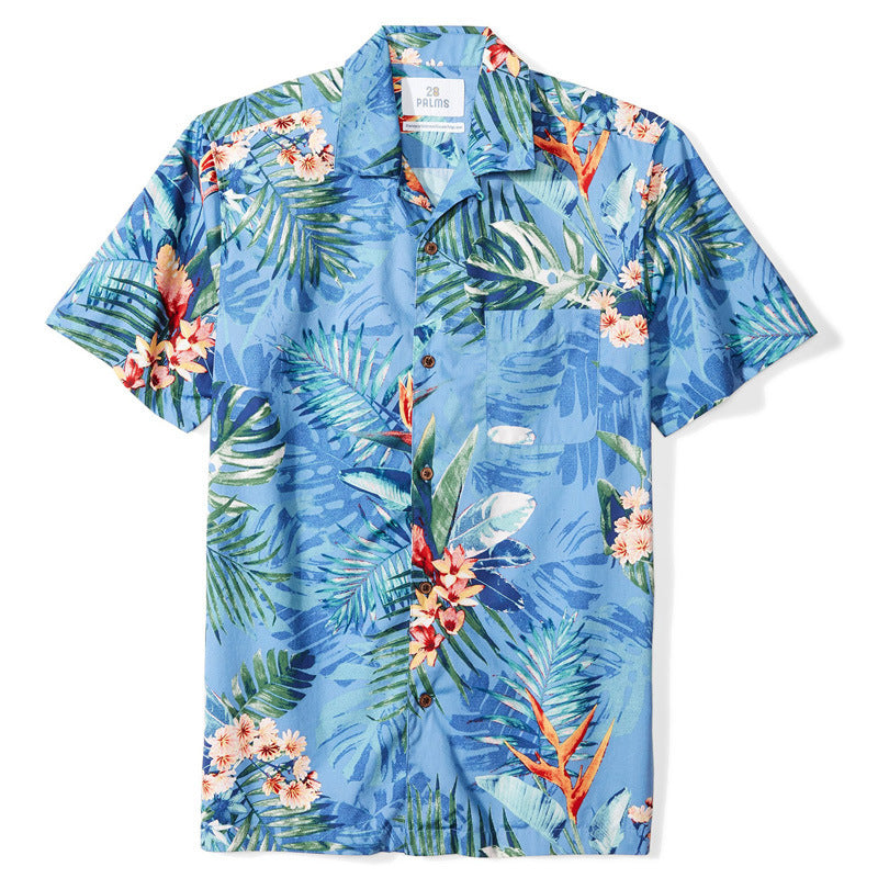 Herren Kurzarm-Hemd im modernen Hawaii-Design mit floralem Muster und hochwertigem Stoff Aliams