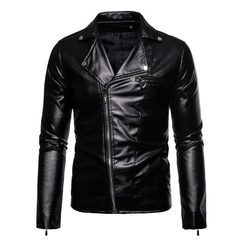 Herren Biker-Lederjacke mit asymmetrischem Reißverschluss und stylischen Nieten Aliams