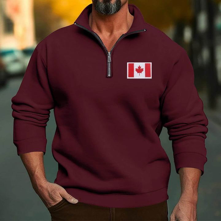 Herren Fleece-Pullover mit Halbreißverschluss und Kanada-Flagge Aliams