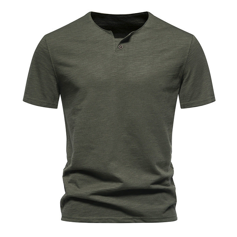 Herren Kurzarm-Henley-Shirt mit modernem Stehkragen und hochwertiger Baumwollqualität Aliams
