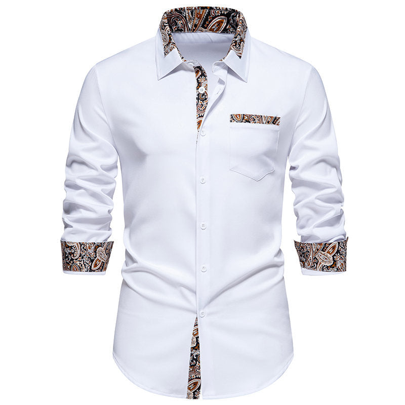 Herren klassisches Langarmhemd mit modernem Paisley-Muster Aliams