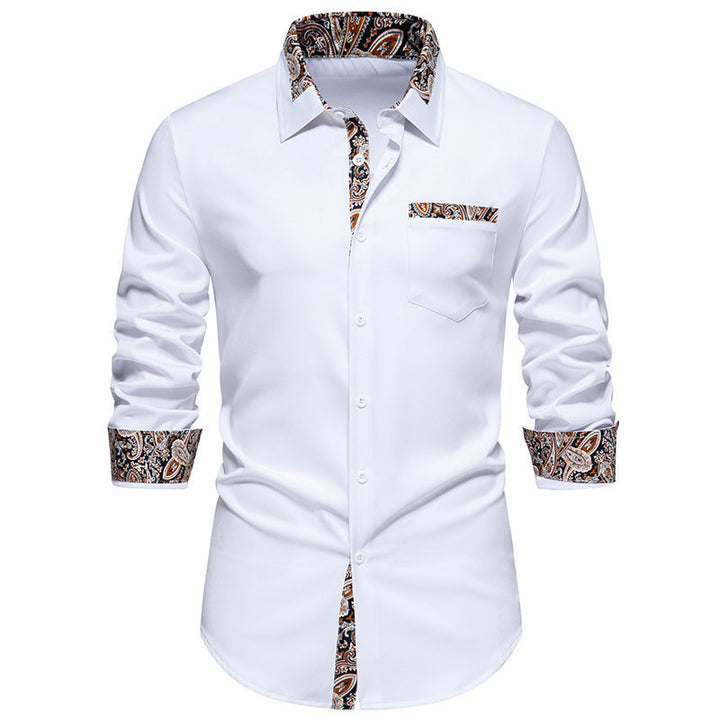 Herren klassisches Langarmhemd mit modernem Paisley-Muster Aliams