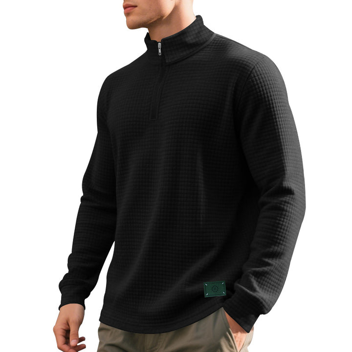 Herren Pullover mit Reißverschluss und strukturiertem Design Aliams