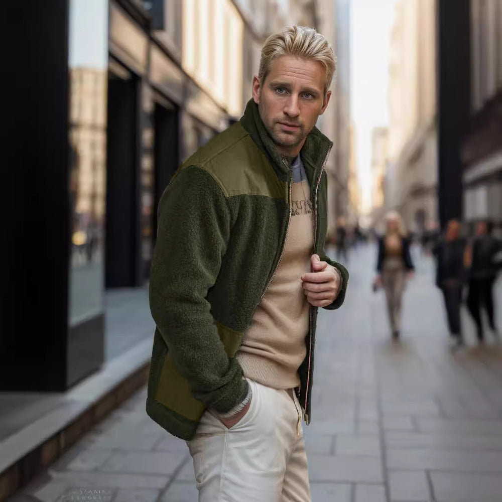 Herren Fleecejacke mit hohem Kragen und praktischen Taschen Aliams