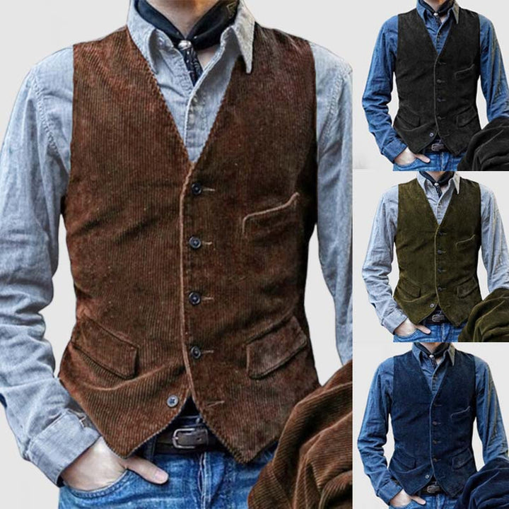 Herren Weste aus weichem Cord mit klassischem Schnitt und praktischen Taschen Aliams
