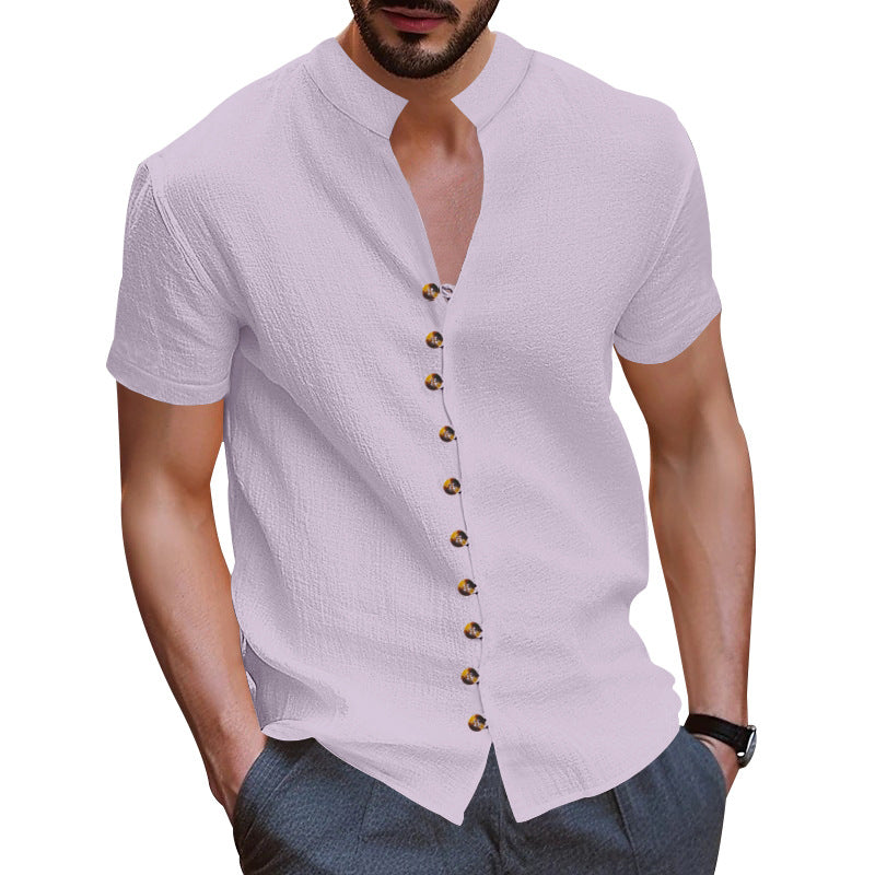 Herren Kurzarm-Henley-Hemd mit modischen Knopfdetails und lässiger Passform Aliams