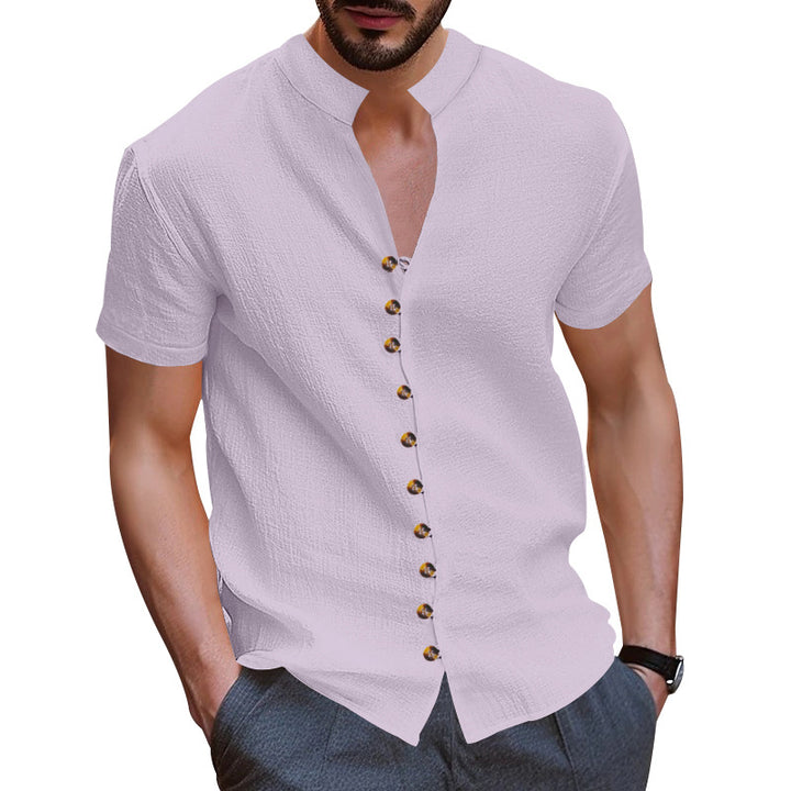 Herren Kurzarm-Henley-Hemd mit modischen Knopfdetails und lässiger Passform Aliams