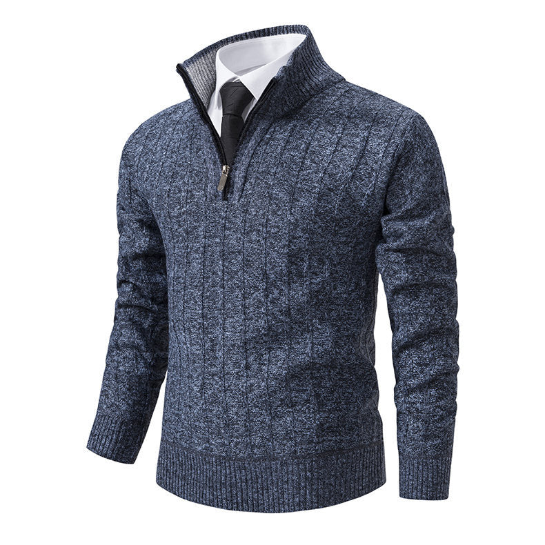 Herren eleganter Strickpullover mit halbem Reißverschluss Aliams