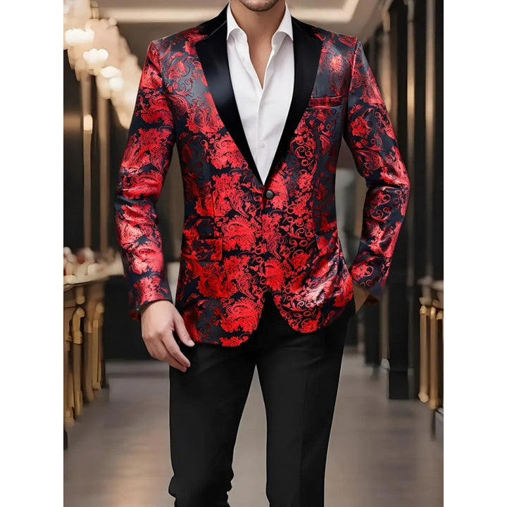 Herren eleganter Smokingblazer mit luxuriösem floralem Jacquard-Muster Aliams