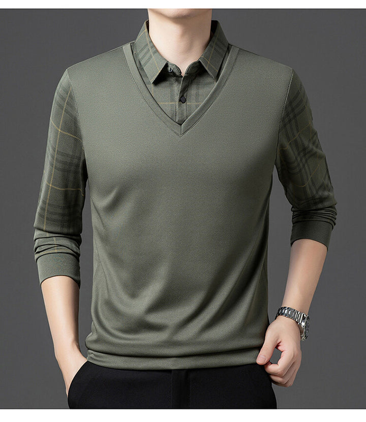 Herren eleganter V-Pullover mit strukturierten Ärmeln Aliams