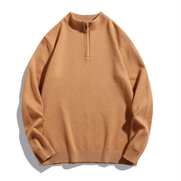 Herren komfortabler Pullover mit modernem Stehkragen und dezenter Reißverschlussöffnung Aliams