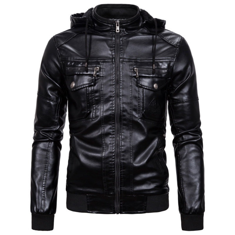 Herren Lederjacke mit abnehmbarem Innenfutter und praktischen Taschen Aliams