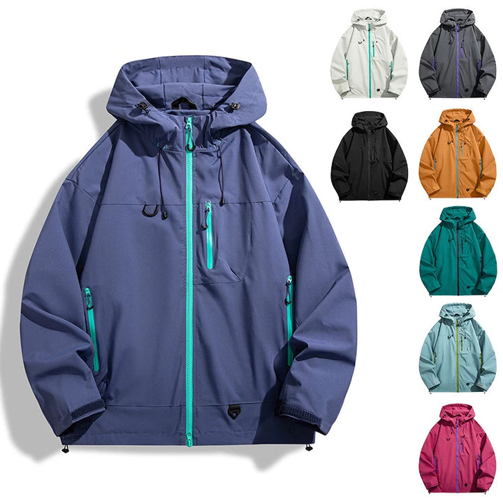 Herren wasserdichte Outdoor-Jacke mit Kapuze und atmungsaktiven Einsätzen Aliams