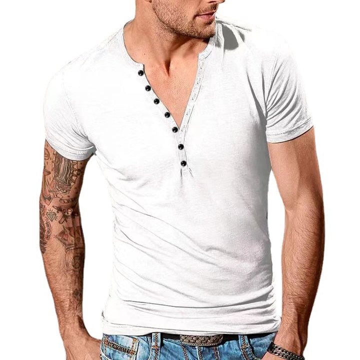 Herren Freizeit Kurzarm Henley T-Shirt Aliams 1752037952