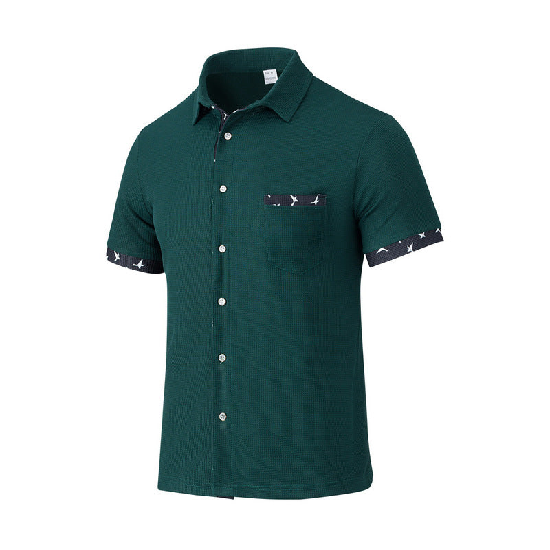 Herren Kurzarm-Hemd mit modischem Kragen und einzigartigem Muster Aliams