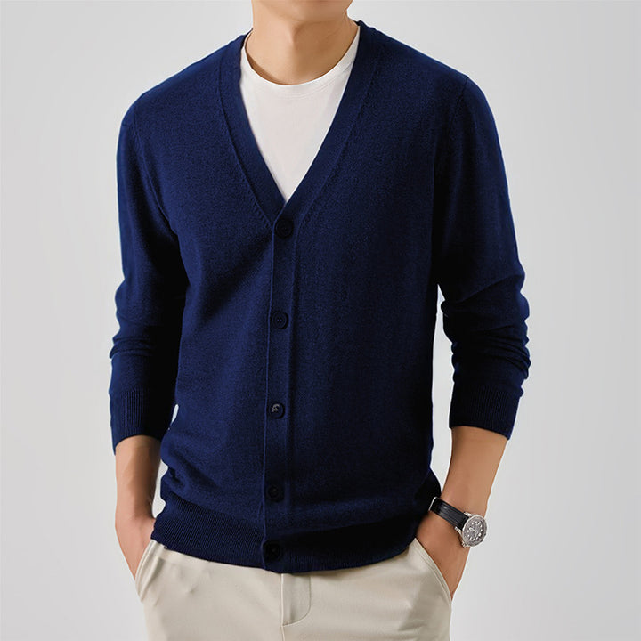 Herren elegante Strickjacke mit V-Ausschnitt Aliams