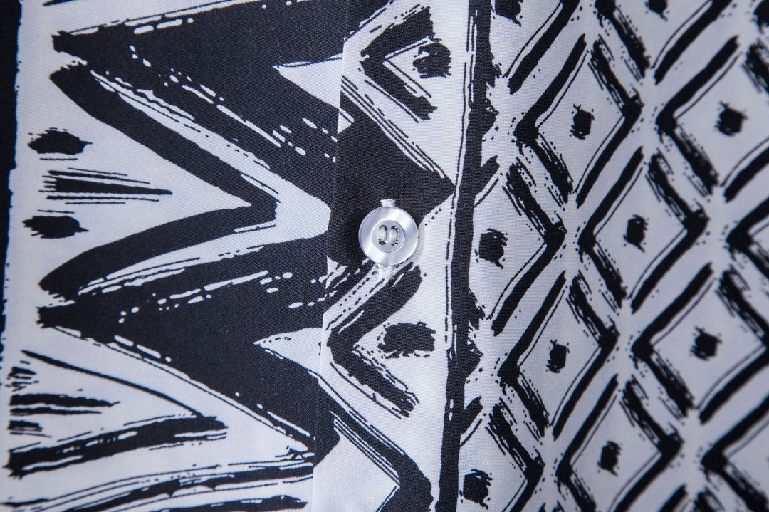 Herren Kurzarmhemd im stilvollen Ethno-Design mit einzigartigem Muster Aliams