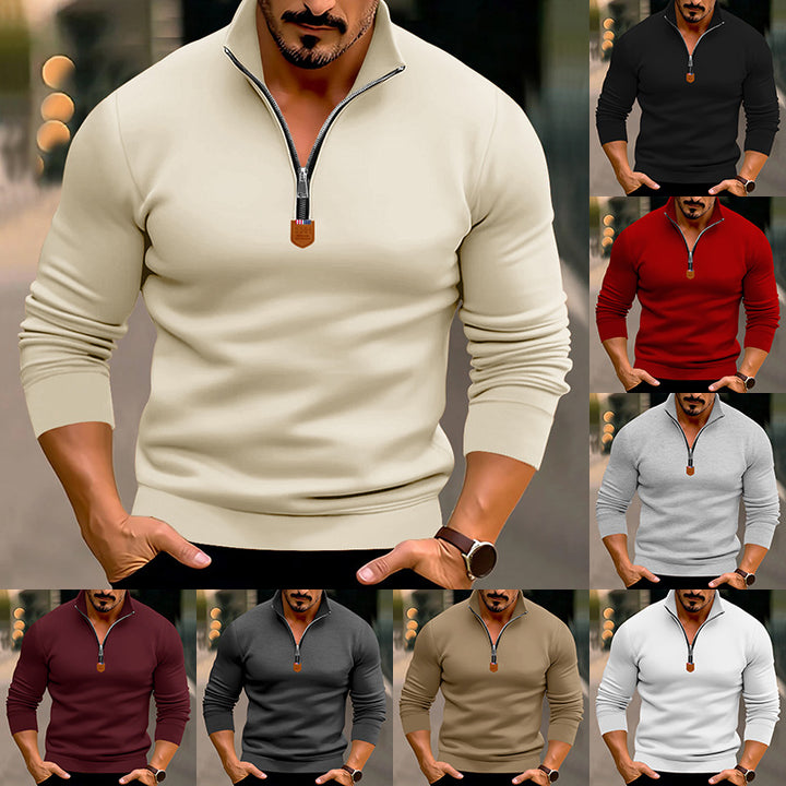 Herren Pullover mit halbem Reißverschluss und hochwertiger Strickstruktur Aliams
