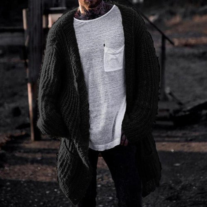 Herren Großer Strickcardigan mit tiefem Schnitt und strukturiertem Design Aliams