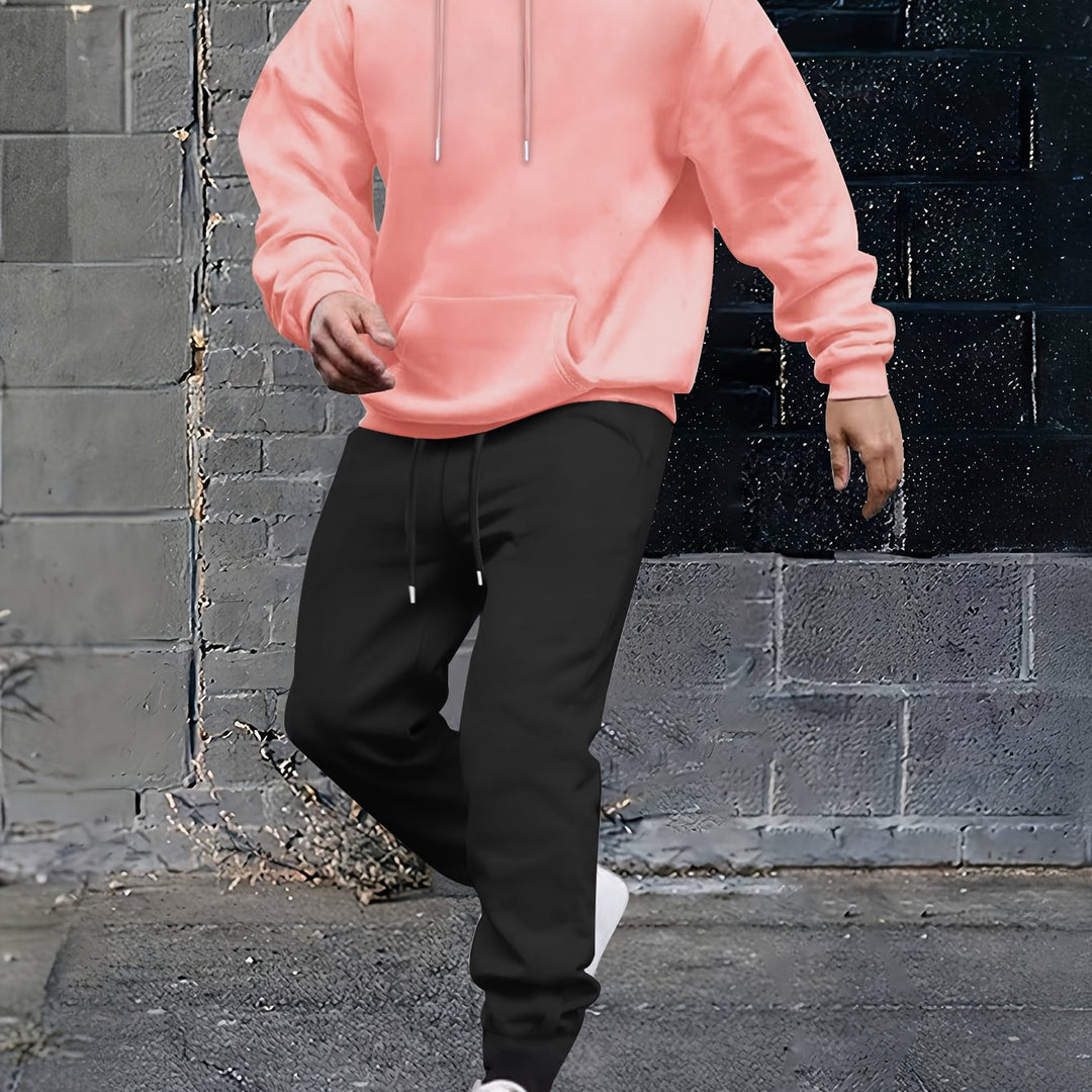 Herren Sportiver Kapuzenanzug mit verstellbarem Bund und seitlichen Taschen Aliams