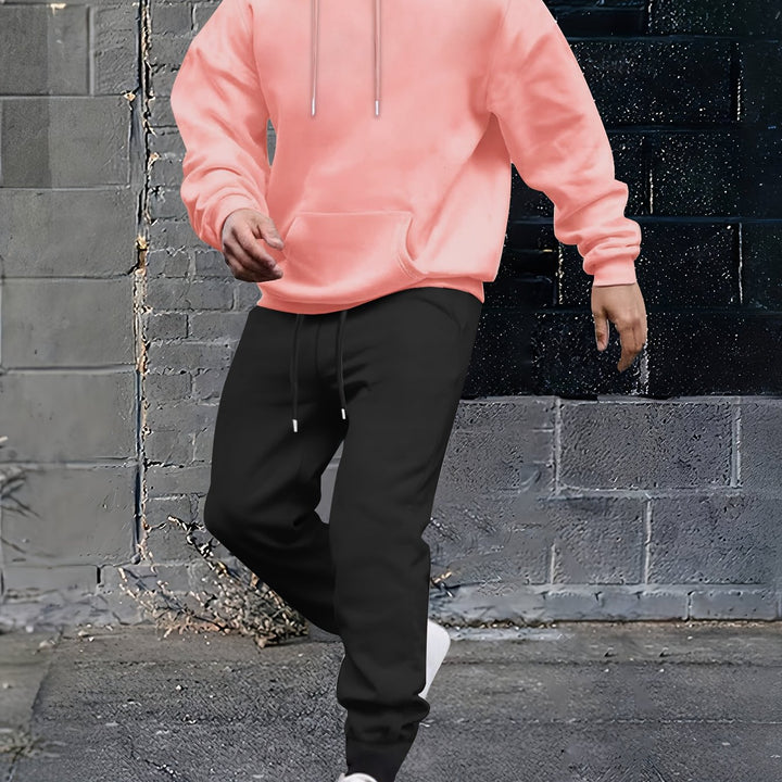 Herren Sportiver Kapuzenanzug mit verstellbarem Bund und seitlichen Taschen Aliams