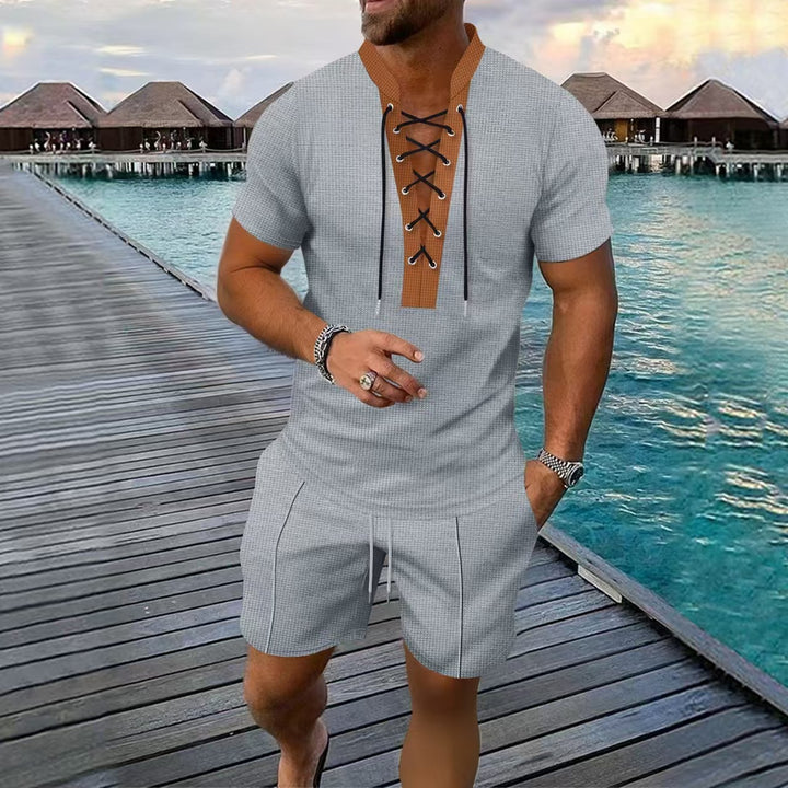 Herren Sportliches Oberteil mit modischer Schnürung und Shorts Aliams