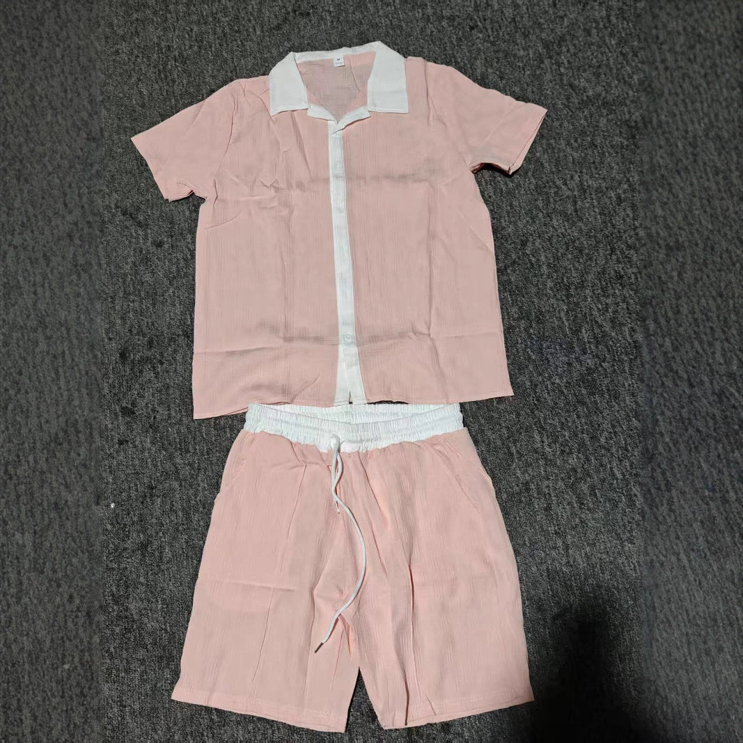 Herren Freizeit Hemd mit Knopfleiste und Shorts Set Aliams