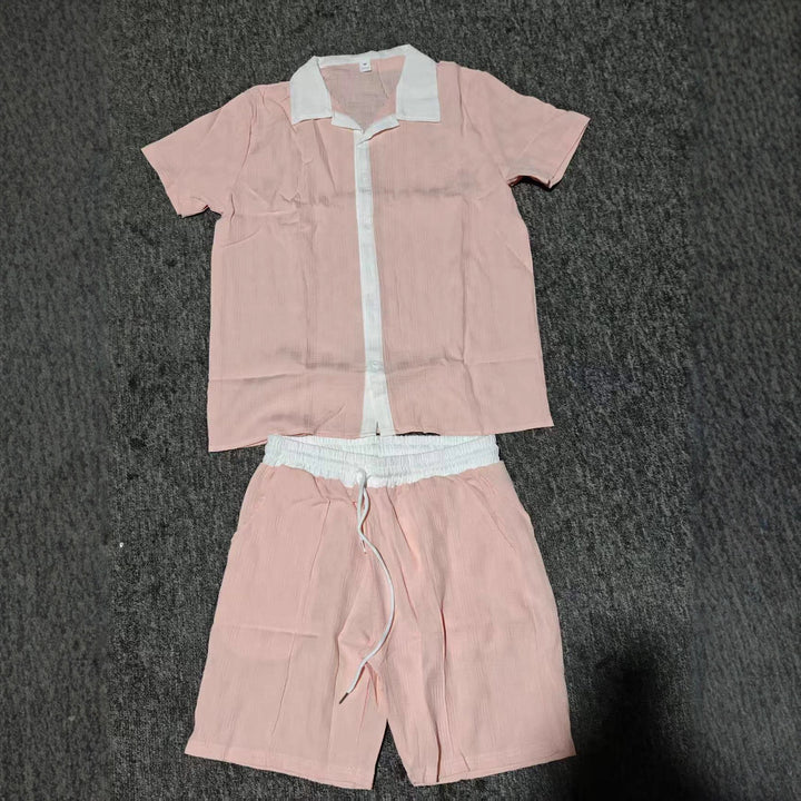 Herren Freizeit Hemd mit Knopfleiste und Shorts Set Aliams