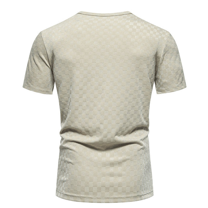 Herren V-Ausschnitt T-Shirt mit strukturiertem Muster Aliams