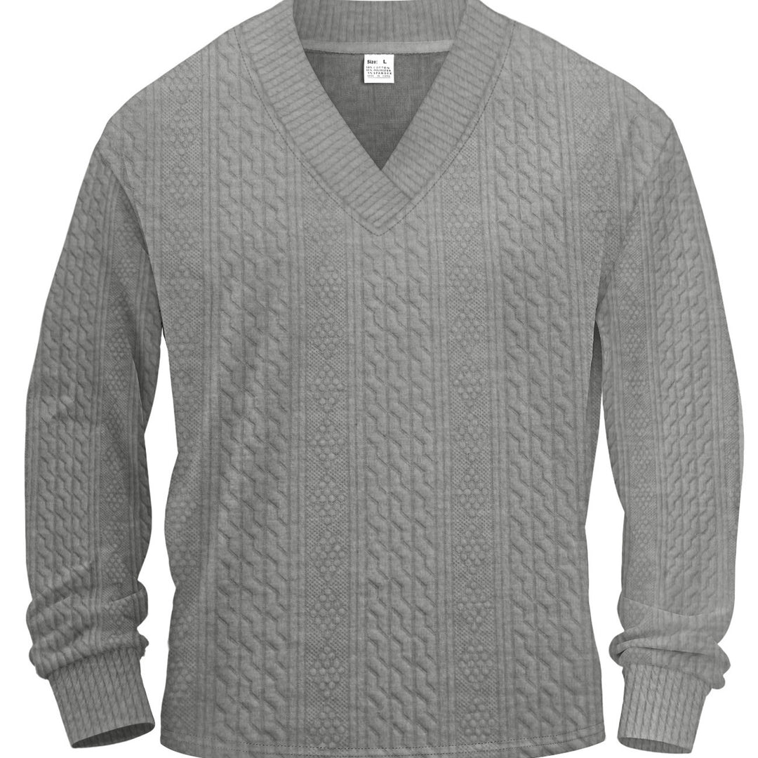 Herren Strickpullover mit V-Ausschnitt und strukturierter Oberfläche Aliams