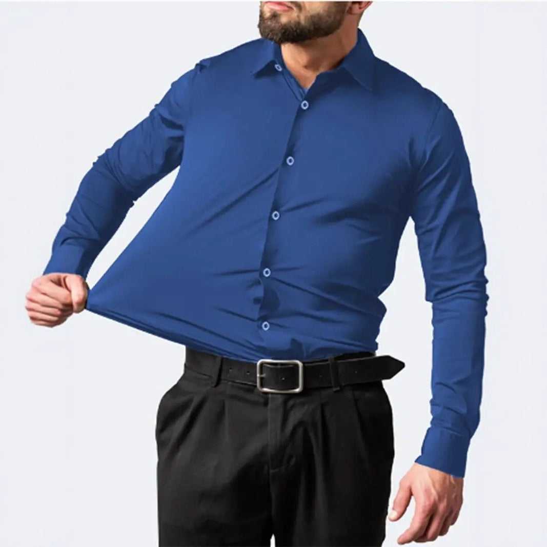 Herren Slim Fit Langarmhemd mit atmungsaktivem Stretchstoff Aliams