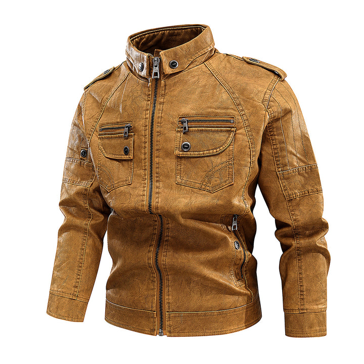 Herren elegante Lederjacke mit praktischen Taschen und Reißverschlussdetails Aliams