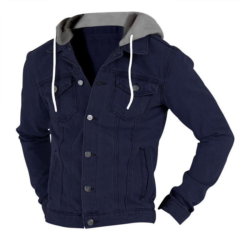 Herren Jeansjacke mit anschmiegsamer Kapuze und praktischem Taschen-Design Aliams