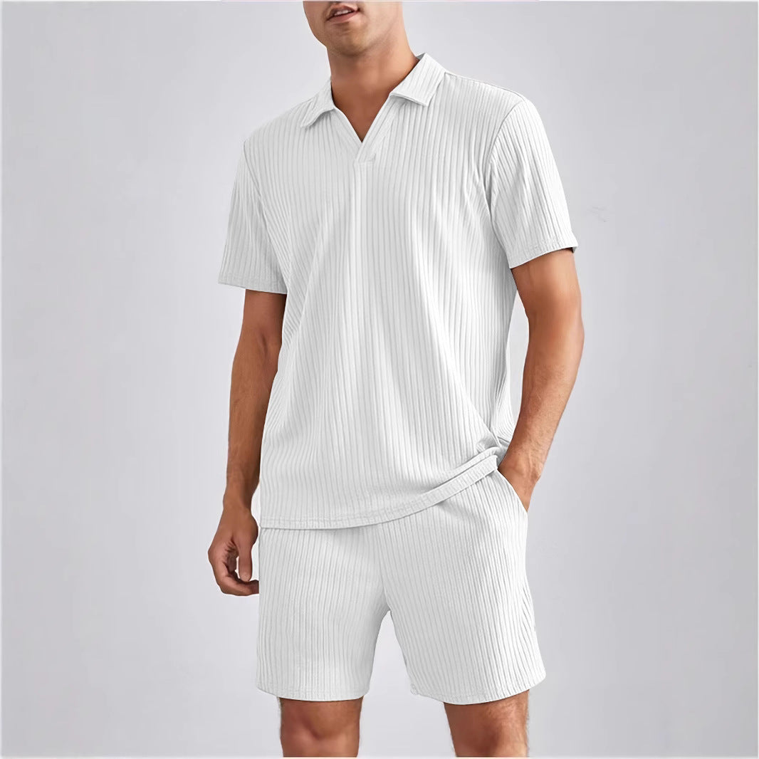 Herren Freizeit-Set mit strukturiertem Oberteil und Shorts Aliams