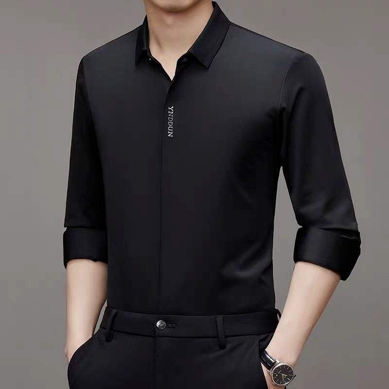 Herren elegante Langarmbluse mit modernem Stehkragen und hochwertigen Materialien Aliams