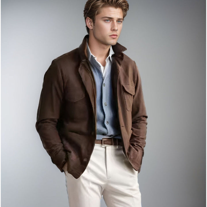 Herren urbane Textiljacke mit doppeltem Kragen und praktischen Taschen Aliams