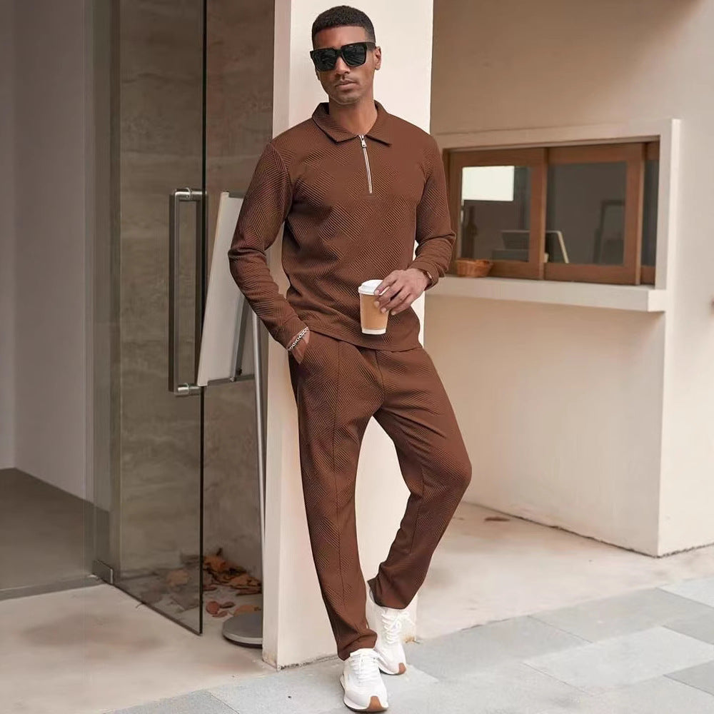 Herren Freizeit-Oberteil und Hose Set mit strukturiertem Design Aliams