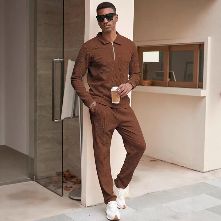 Herren Freizeit-Oberteil und Hose Set mit strukturiertem Design Aliams