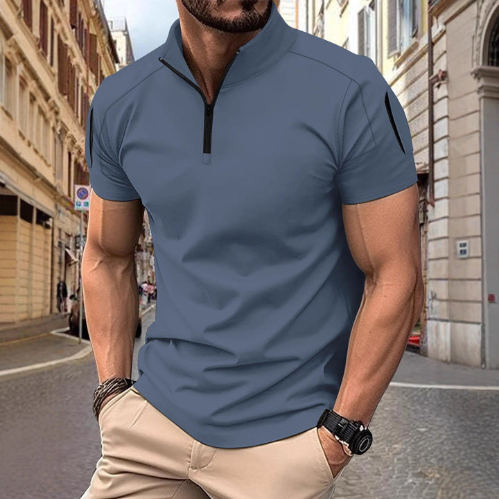 Herren Sportliches Kurzarm-Zip-Hemd Aliams