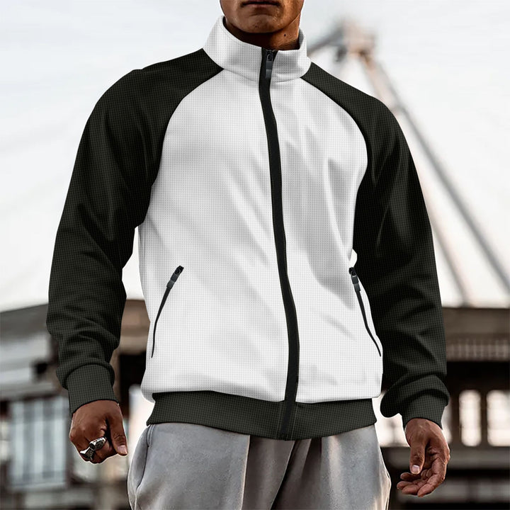 Herren sportliche Hybrid-Jacke mit hohem Kragen und funktionellen Reißverschlusstaschen Aliams