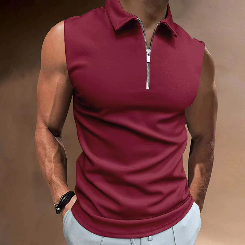 Herren Kurzarm Poloshirt mit modernem Stehkragen und funktionellem Reißverschluss Aliams