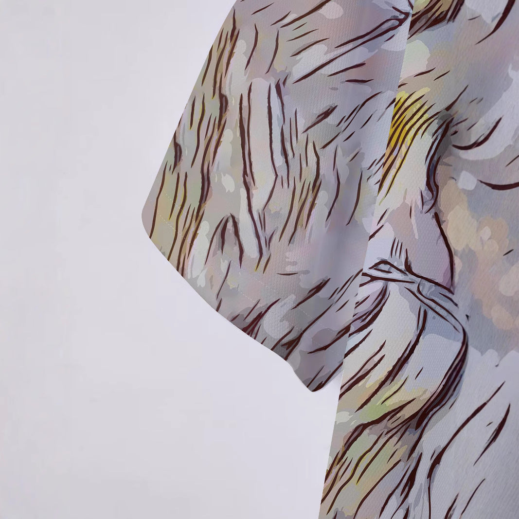 Herren Kurzarm Hemd mit künstlerischem Tierdruck Aliams