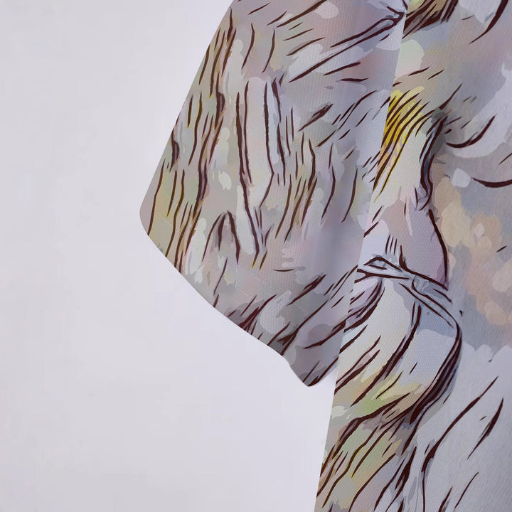 Herren Kurzarm Hemd mit künstlerischem Tierdruck Aliams